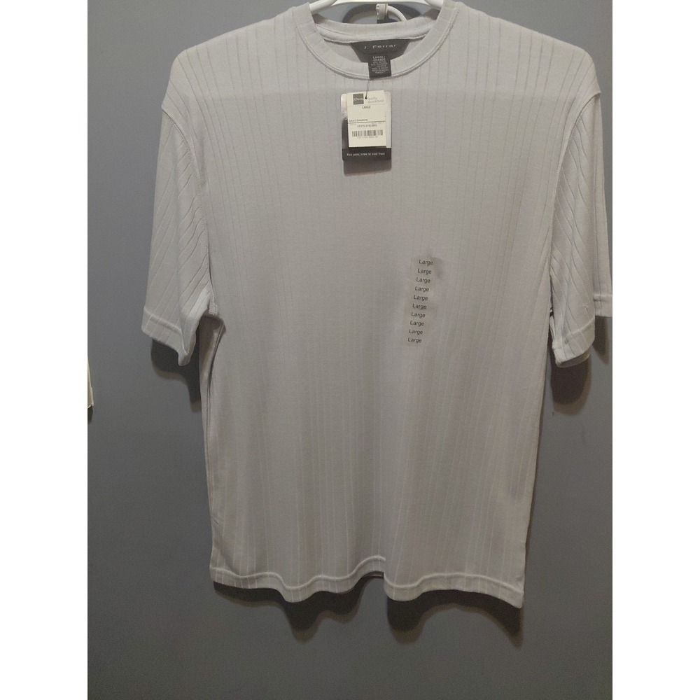 J Ferrar Mens Large Knit Polo Crew Neck Shadow Gray NWT Rayon Short Sleeve